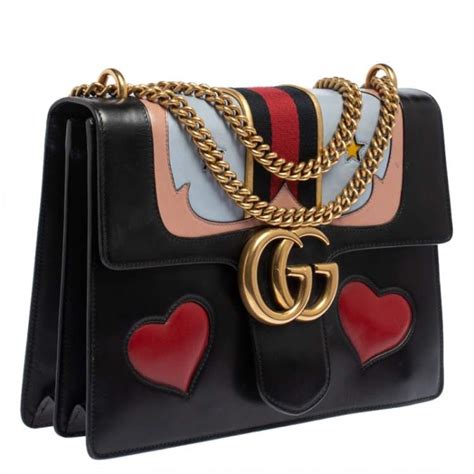 black gucci bag with two red hearts|Gucci marmont bag small.